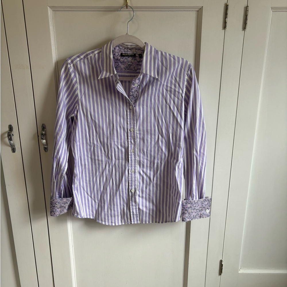 Paul Stuart Purple White Stripe Dress Shirt Men’s Size 2 / Small Button Down